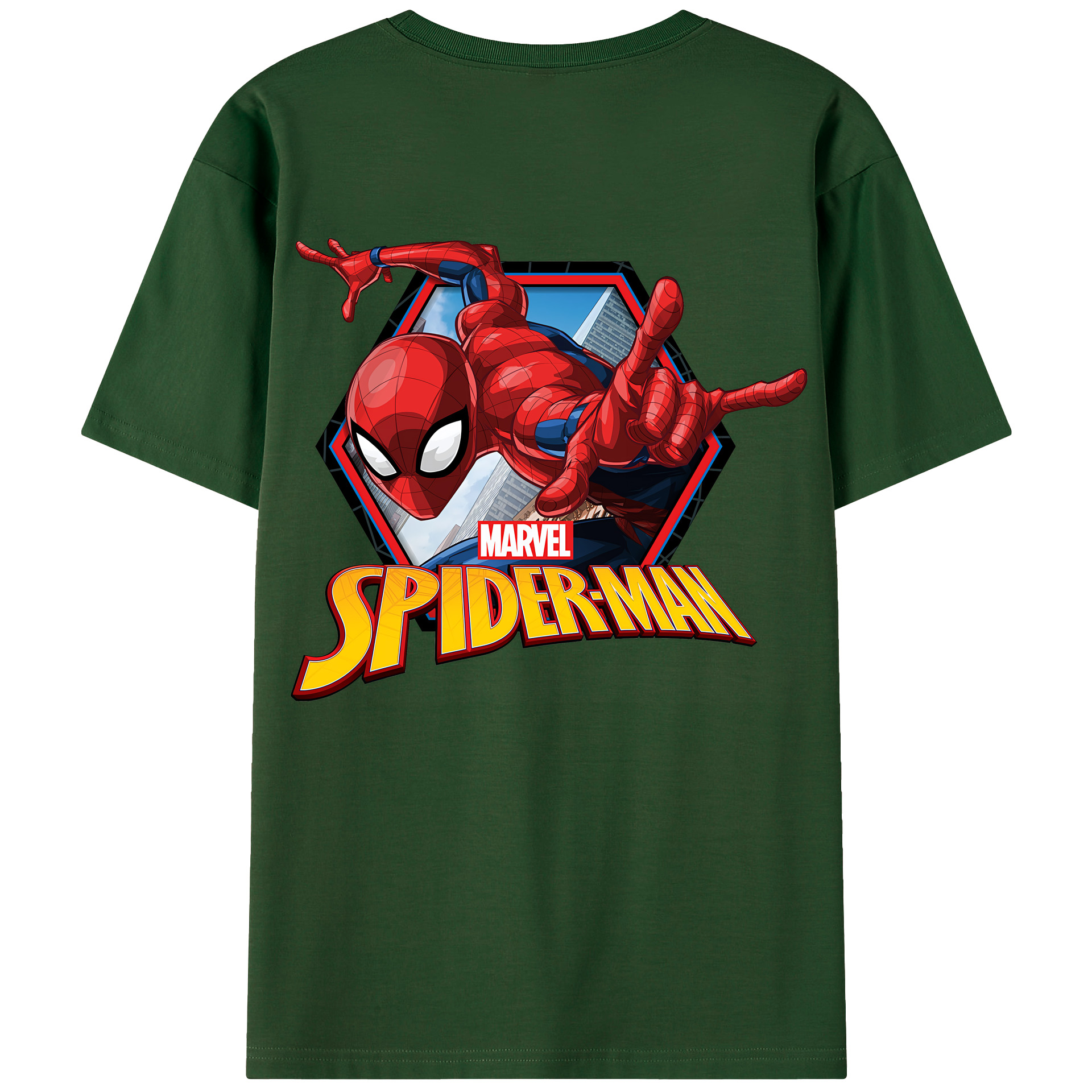 （画像用） Spider Man スパイダーマン 綿100％半袖Tシャツ（背面プリント）